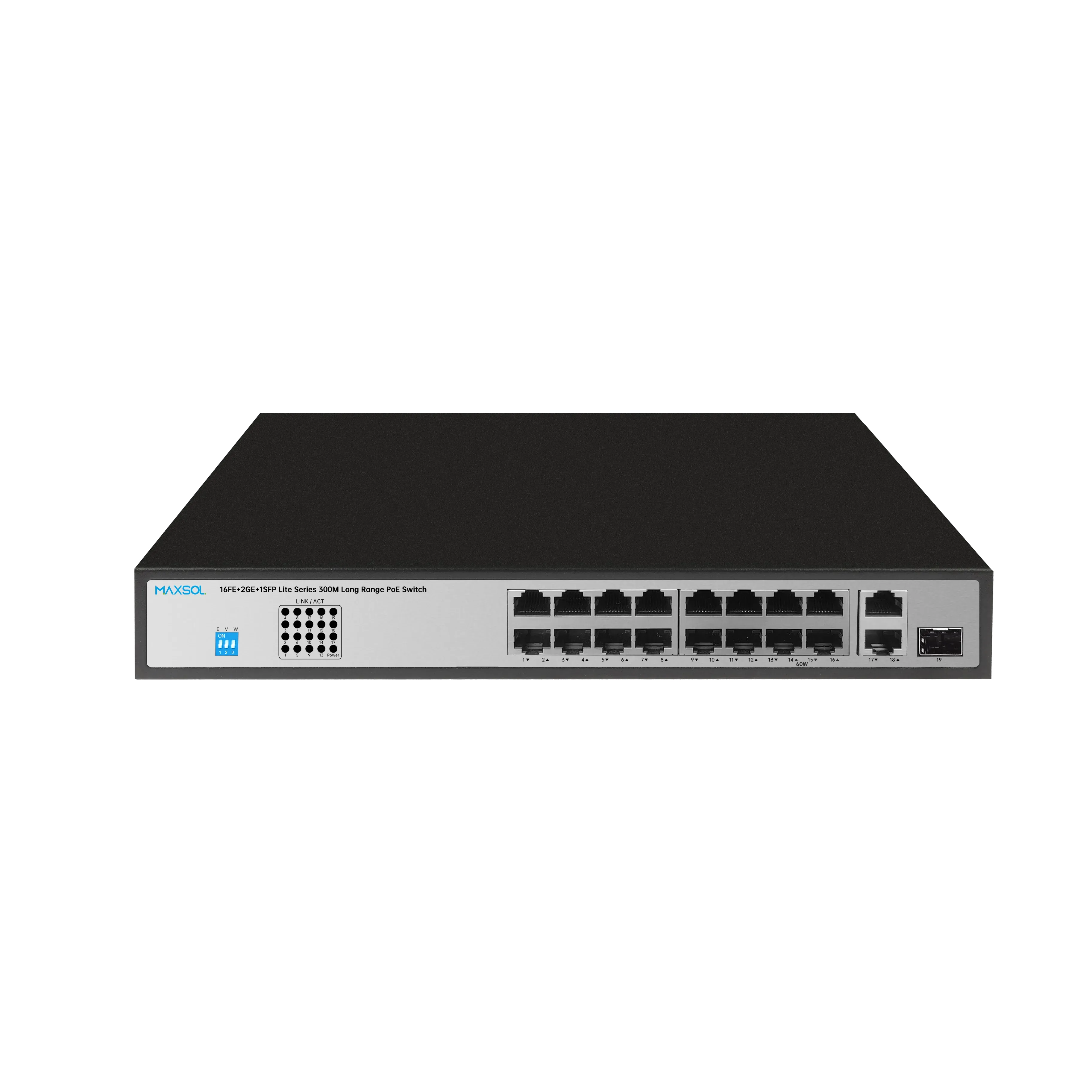 16 埠 100 Mbps 長距離 PoE 交換器